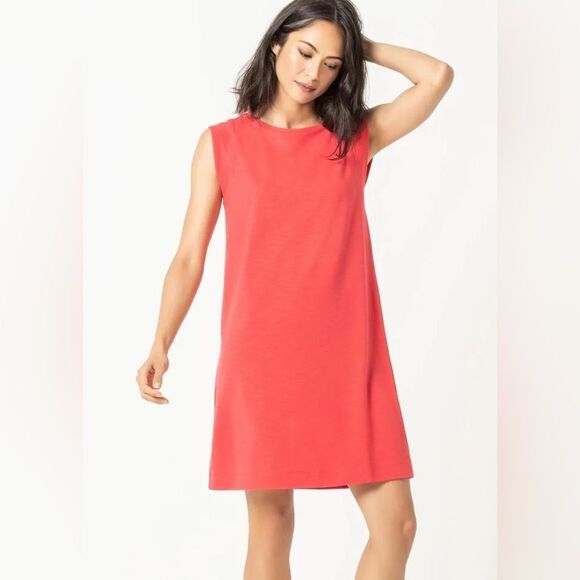 LILLA P | RIBBED CAP SLEEVE DRESS t-shirt dress red size xs NWOT - Picture 1 of 6